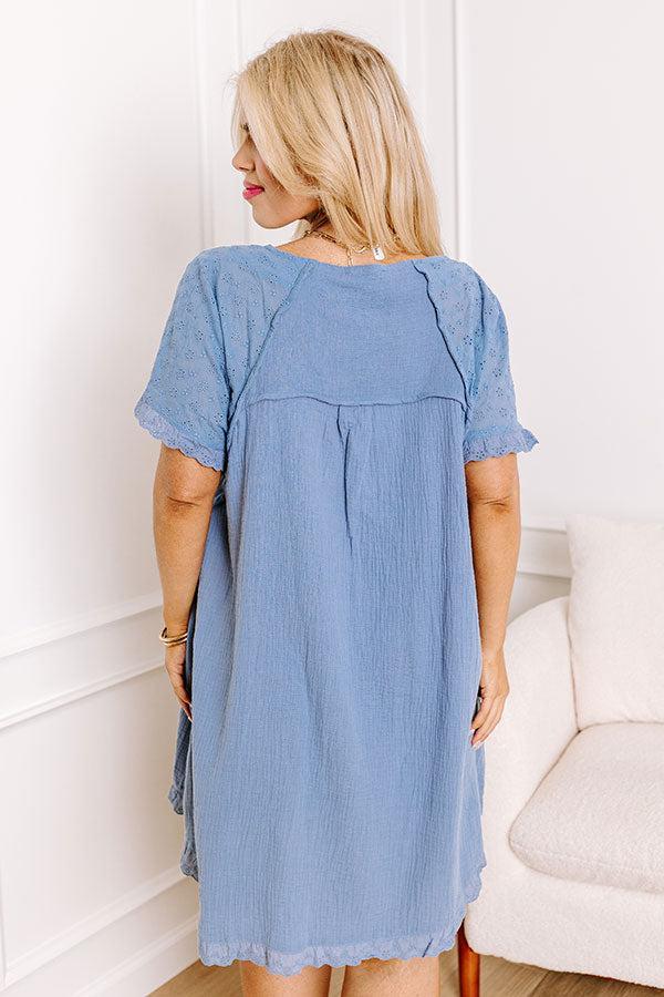 Sunday Mornings Eyelet Shift Dress in Airy Blue Curves Product Image