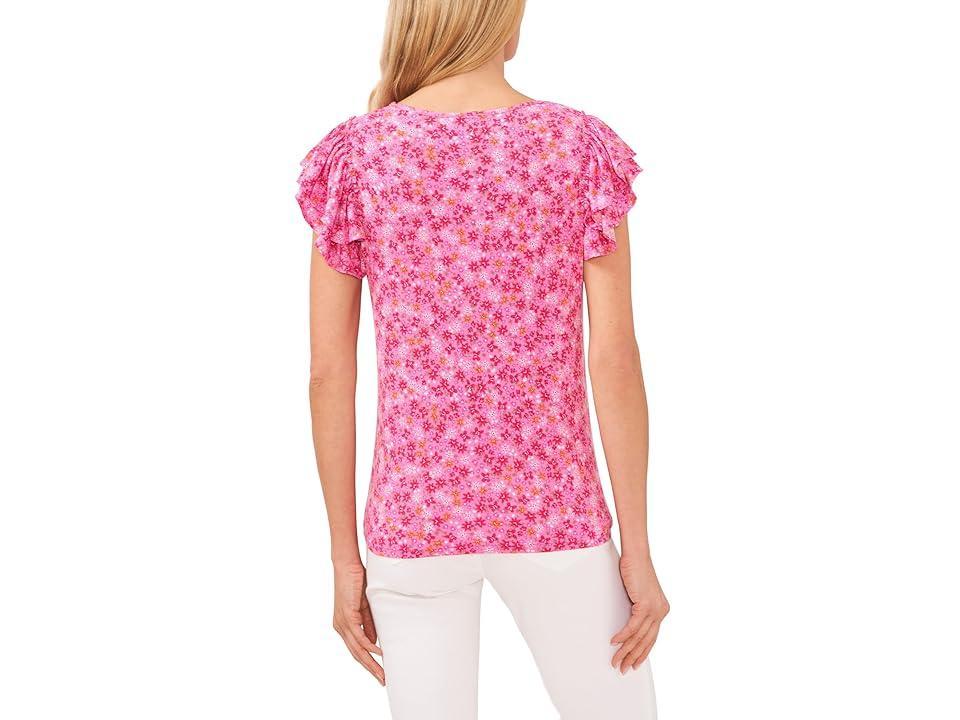 CeCe Floral Double Ruffle Sleeve Top Product Image