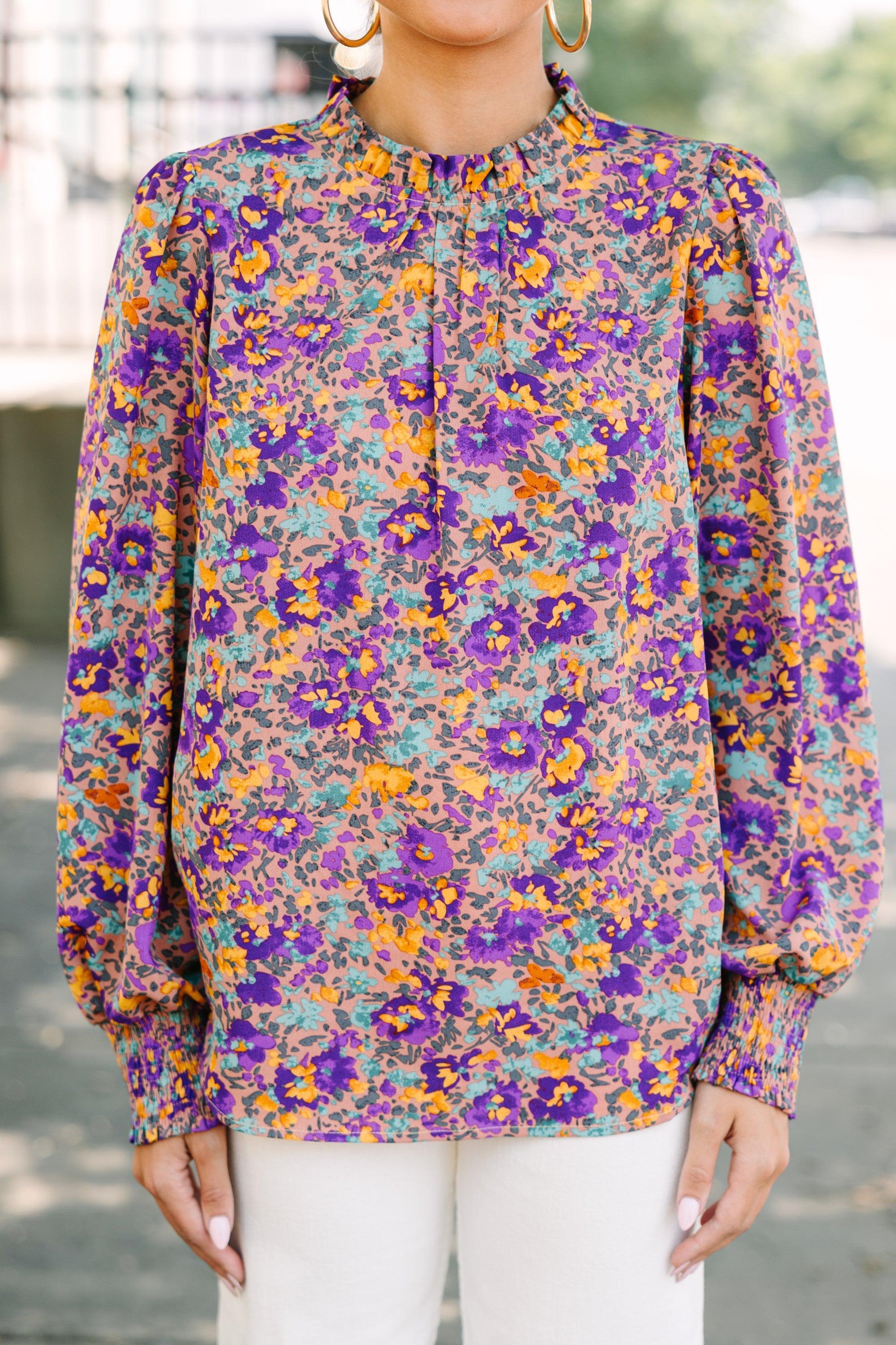 Can't Change Purple Ditsy Floral Blouse Female Product Image