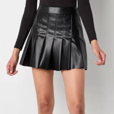 Arizona Faux Leather Womens Pleated Skirt Juniors Product Image