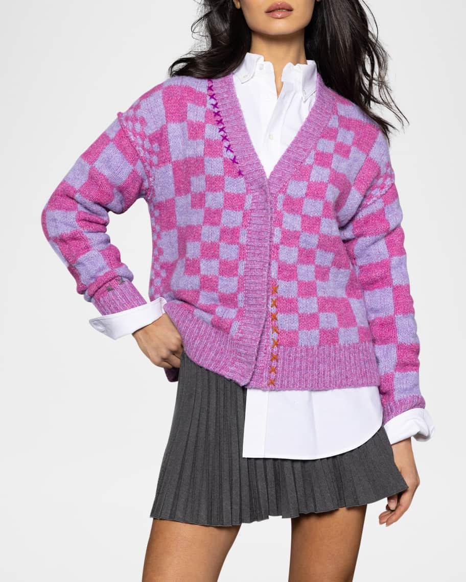 Check Me Out Oversized Checkerboard Cardigan Product Image