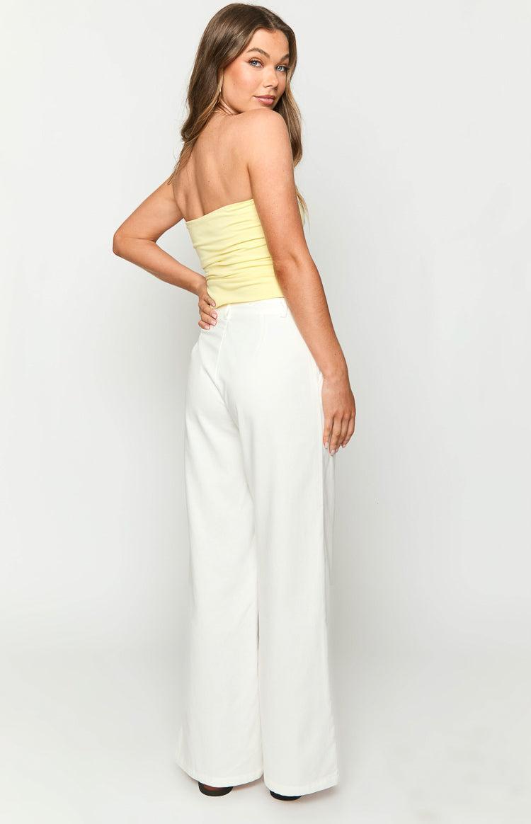 Cabo White Linen Blend Pants Product Image