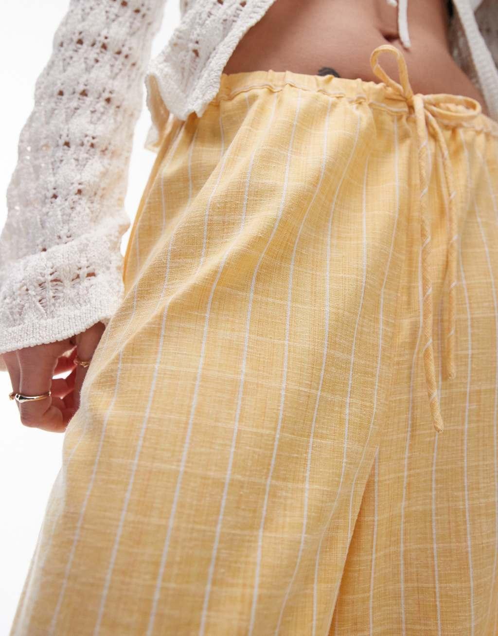 Topshop beach check pants in sunshine yellow Product Image