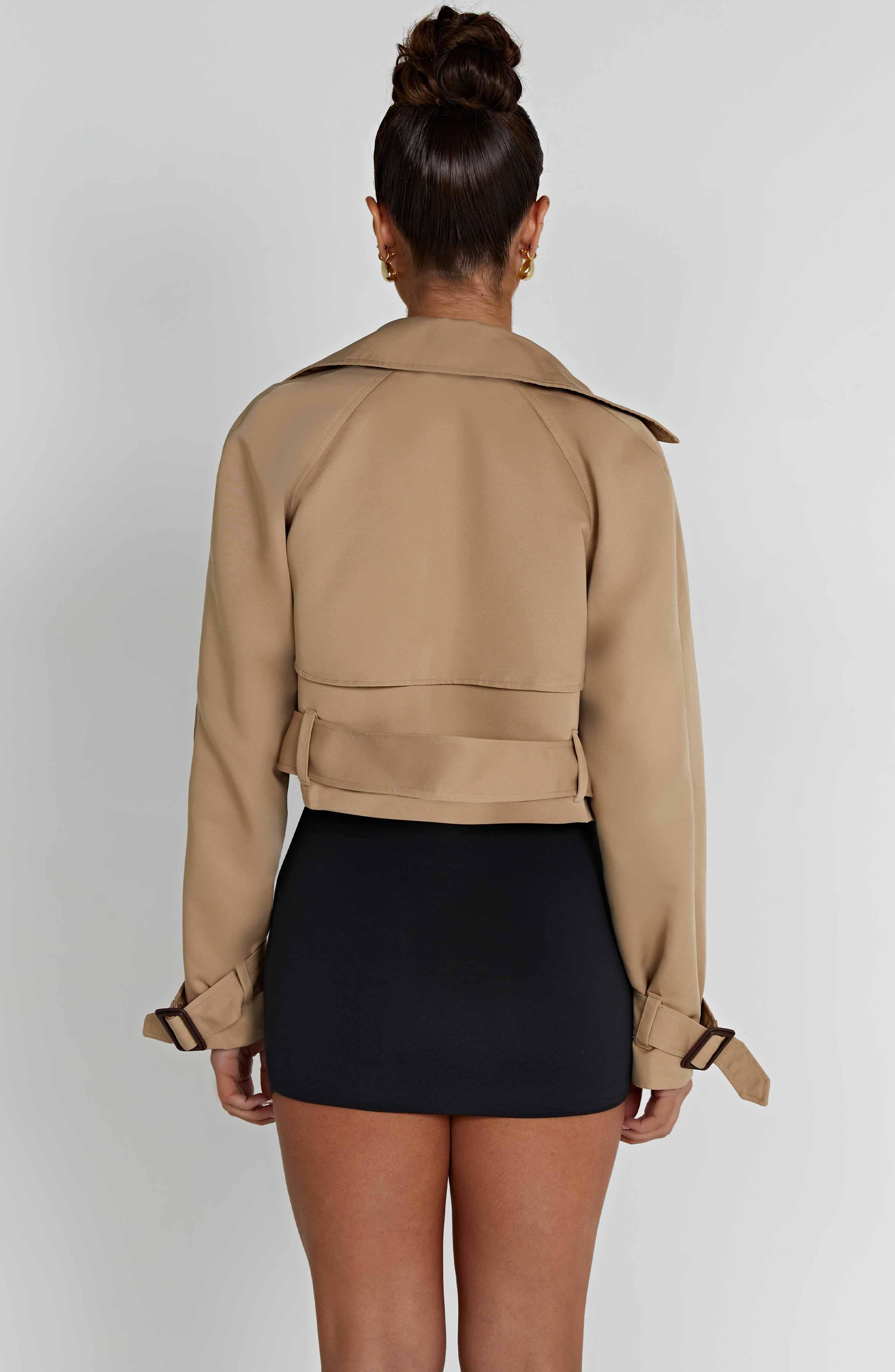 Caprice Cropped Trench Coat - Beige Product Image