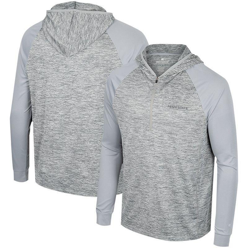 Mens Colosseum Gray Penn State Nittany Lions Cybernetic Raglan Quarter-Zip Hooded Top Product Image