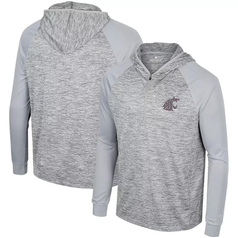 Mens Colosseum Gray Washington Huskies Cybernetic Raglan Quarter-Zip Hooded Top Product Image