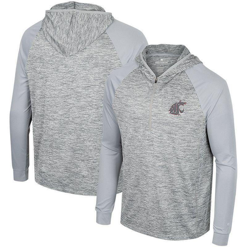 Mens Colosseum Gray Washington State Cougars Cybernetic Raglan Quarter-Zip Hooded Top Product Image