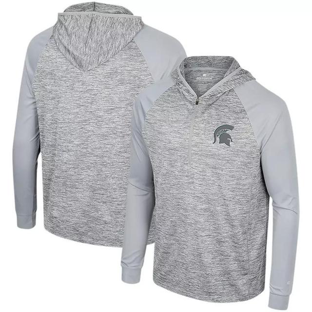 Mens Colosseum Gray Boston College Eagles Cybernetic Raglan Quarter-Zip Hooded Top Product Image