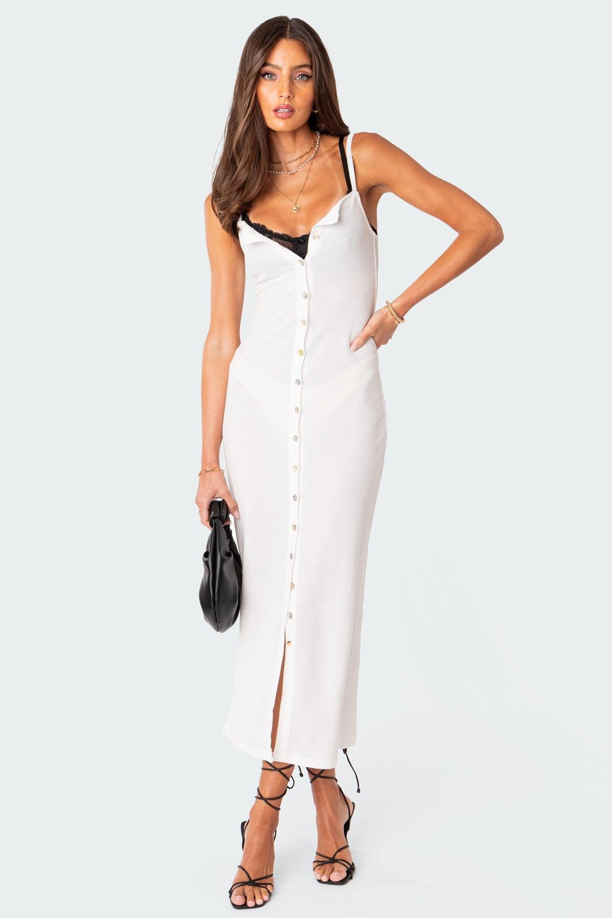 Sable Sheer Button Up Maxi Dress Product Image