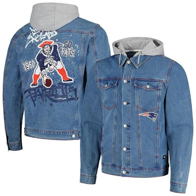 Mens The Wild Collective New England Patriots Hooded Full-Button Denim Jacket Product Image