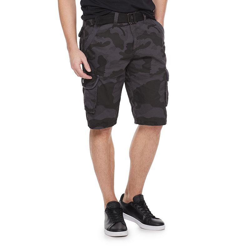 Mens RawX Regular-Fit Belted Cargo Shorts Grey Product Image