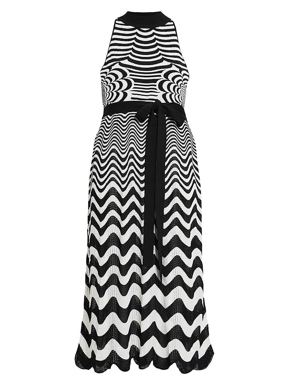 Womens Bisous Wavy Striped Belted Knit Maxi Dress Product Image