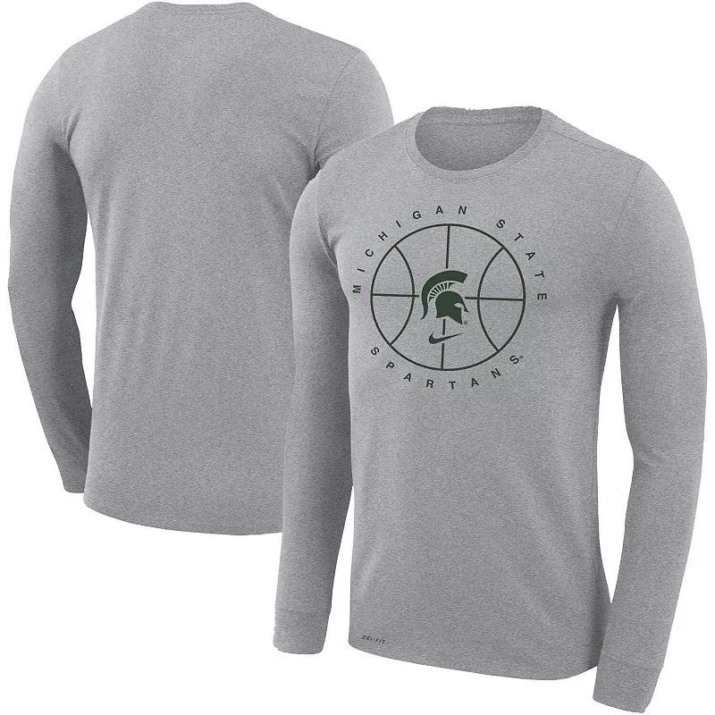 Mens Nike Heathered Gray Michigan State Spartans Basketball Icon Legend Performance Long Sleeve T-Shirt MSU Grey Product Image