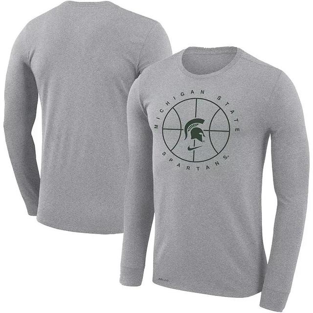 Mens Nike Heathered Gray Michigan State Spartans Basketball Icon Legend Performance Long Sleeve T-shirt Product Image