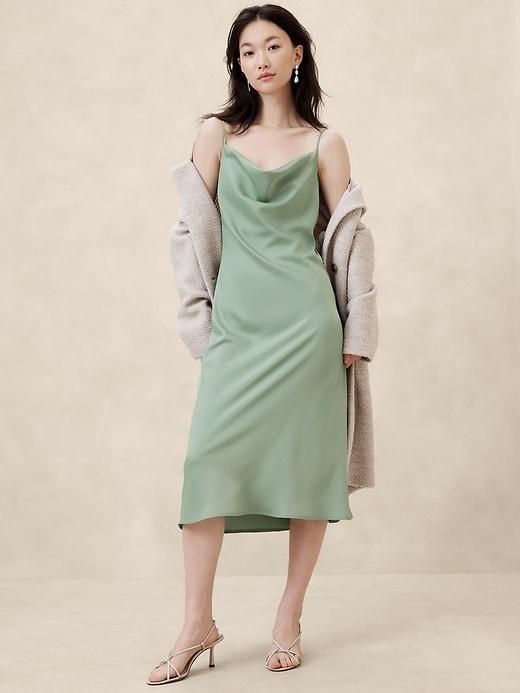 Satin Midi Slip Dress Product Image