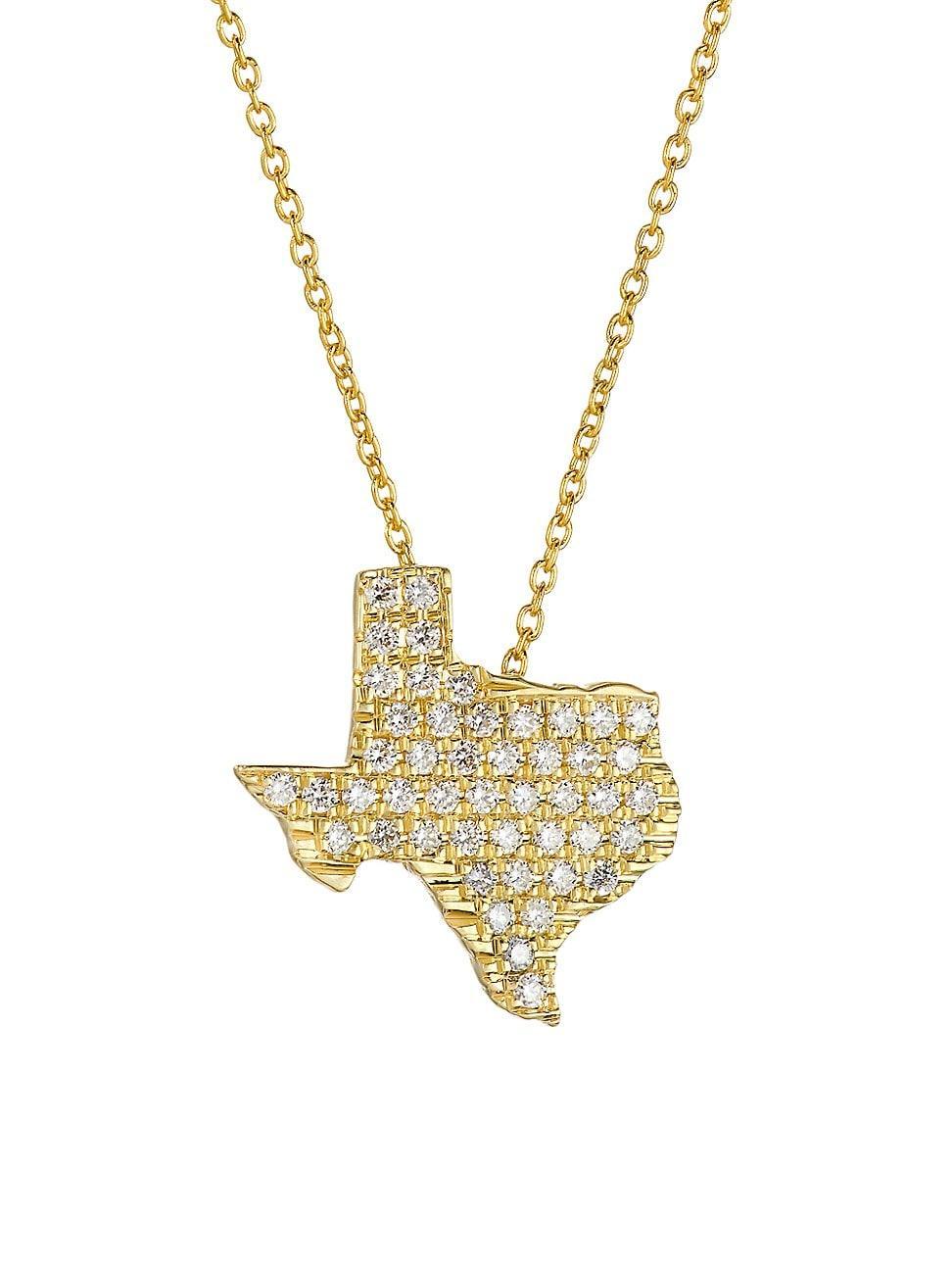 Womens 18K Yellow Gold & 0.28 TCW Diamond Texas Necklace Product Image