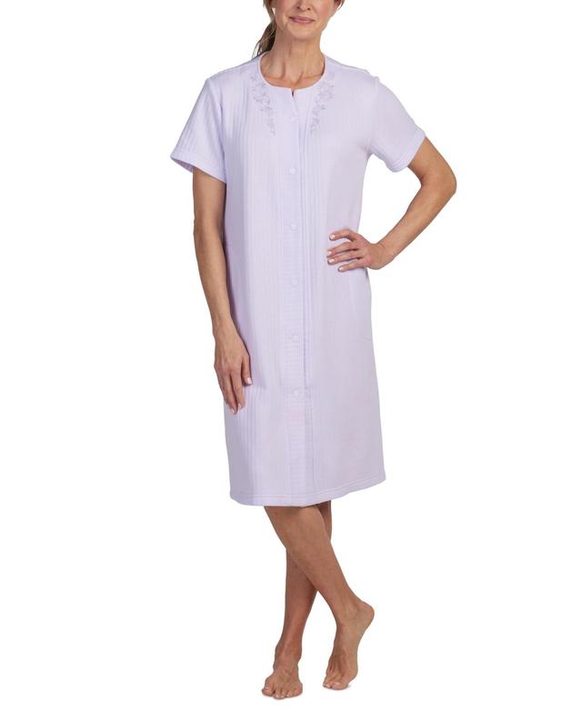 Miss Elaine Womens Embroidered Short-Sleeve Snap Robe Product Image