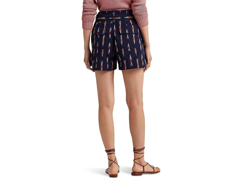 LAUREN Ralph Lauren Geo-Motif Belted Jacquard Shorts (Navy Multi) Women's Jumpsuit & Rompers One Piece Product Image