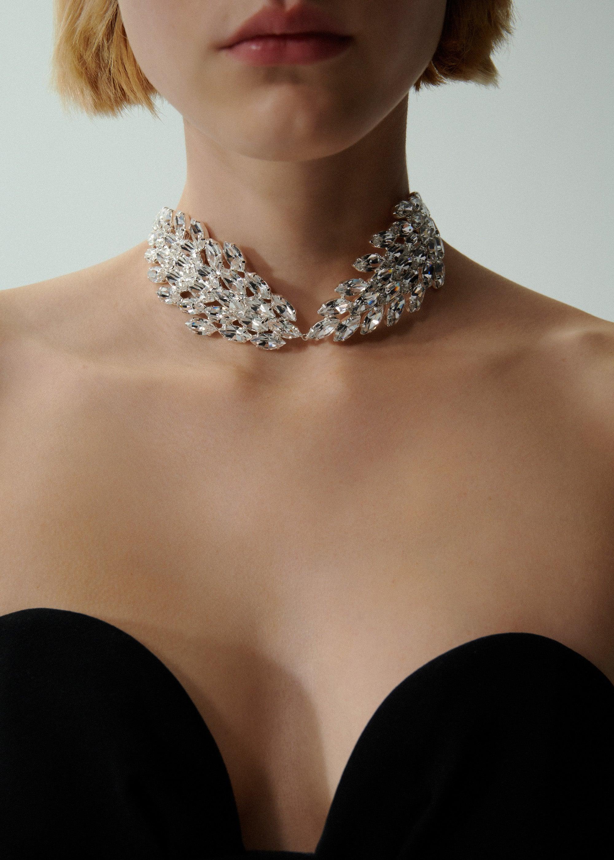 Crystal marquise choker in silver Product Image