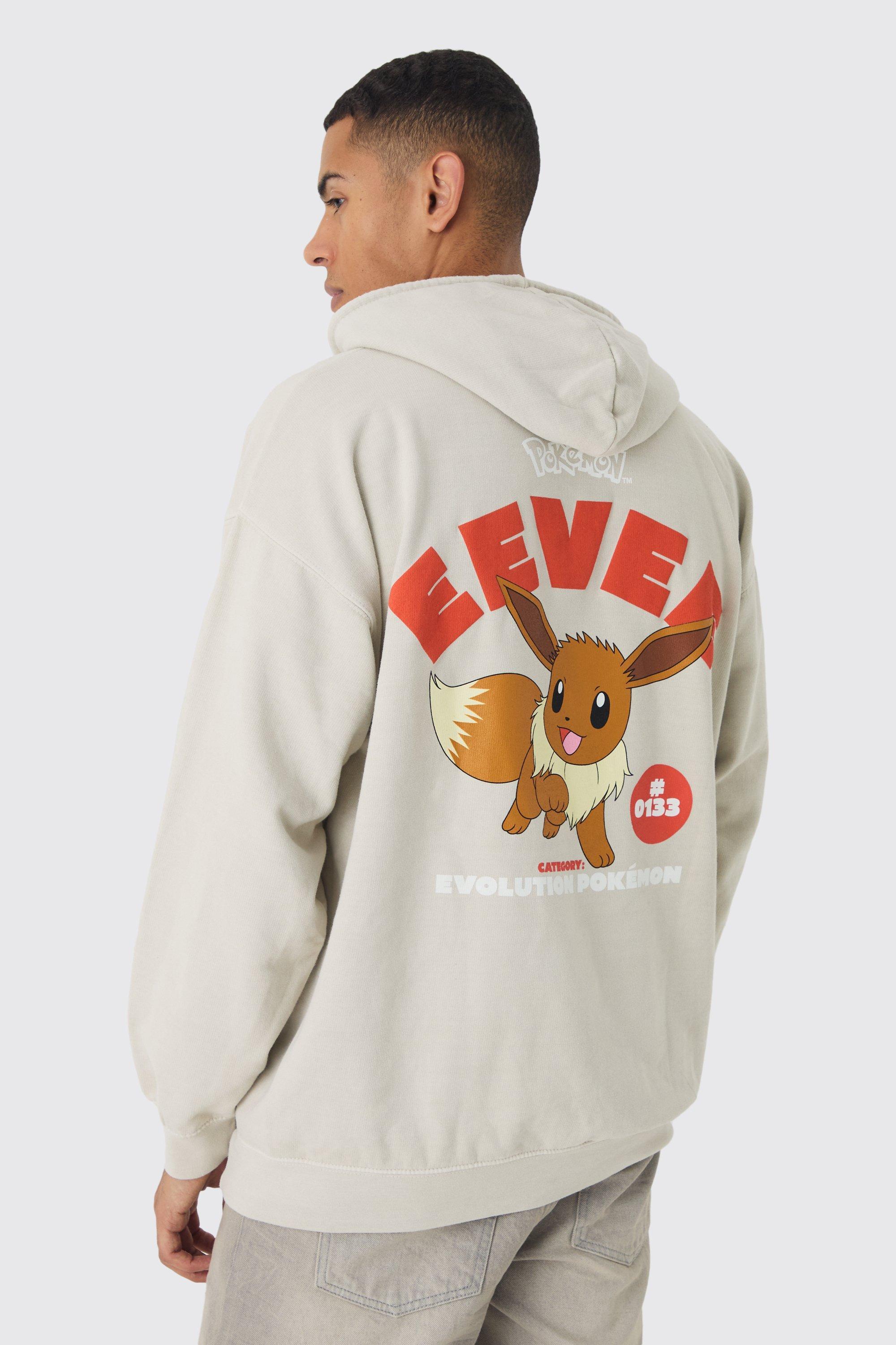 Oversized Pokemon Eevee License Print Hoodie | boohooMAN USA Product Image