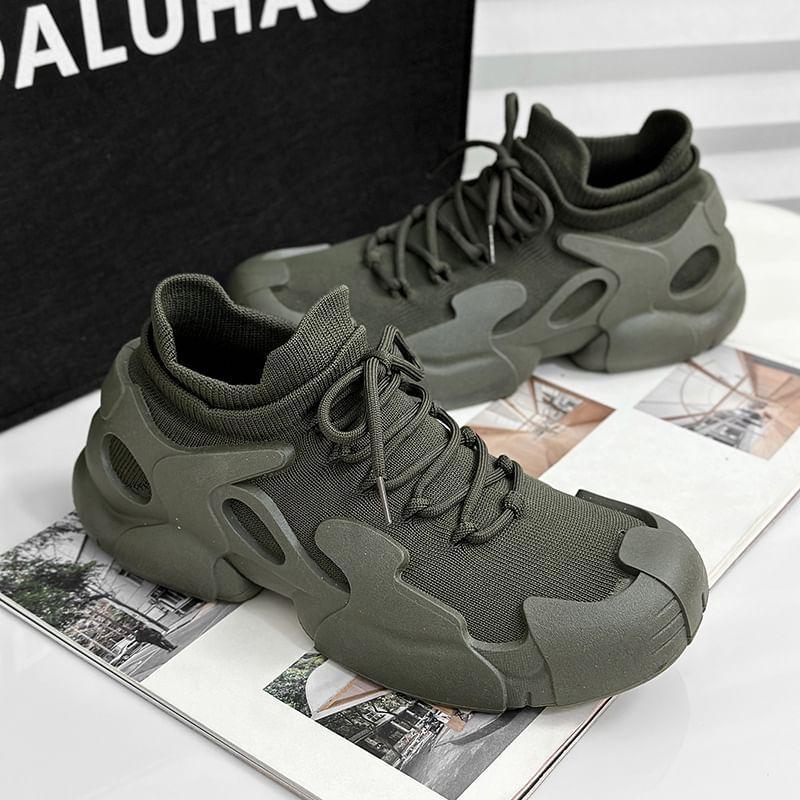 Plain Lace-Up Sneakers Product Image