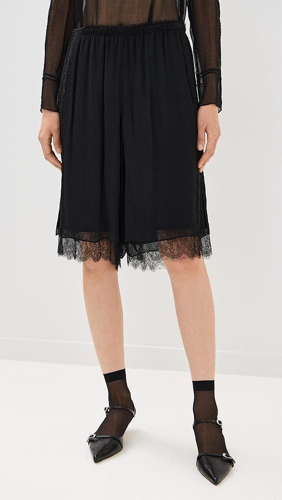 Vince Mid Rise Chiffon Shorts With Lace Trim | Shopbop Product Image