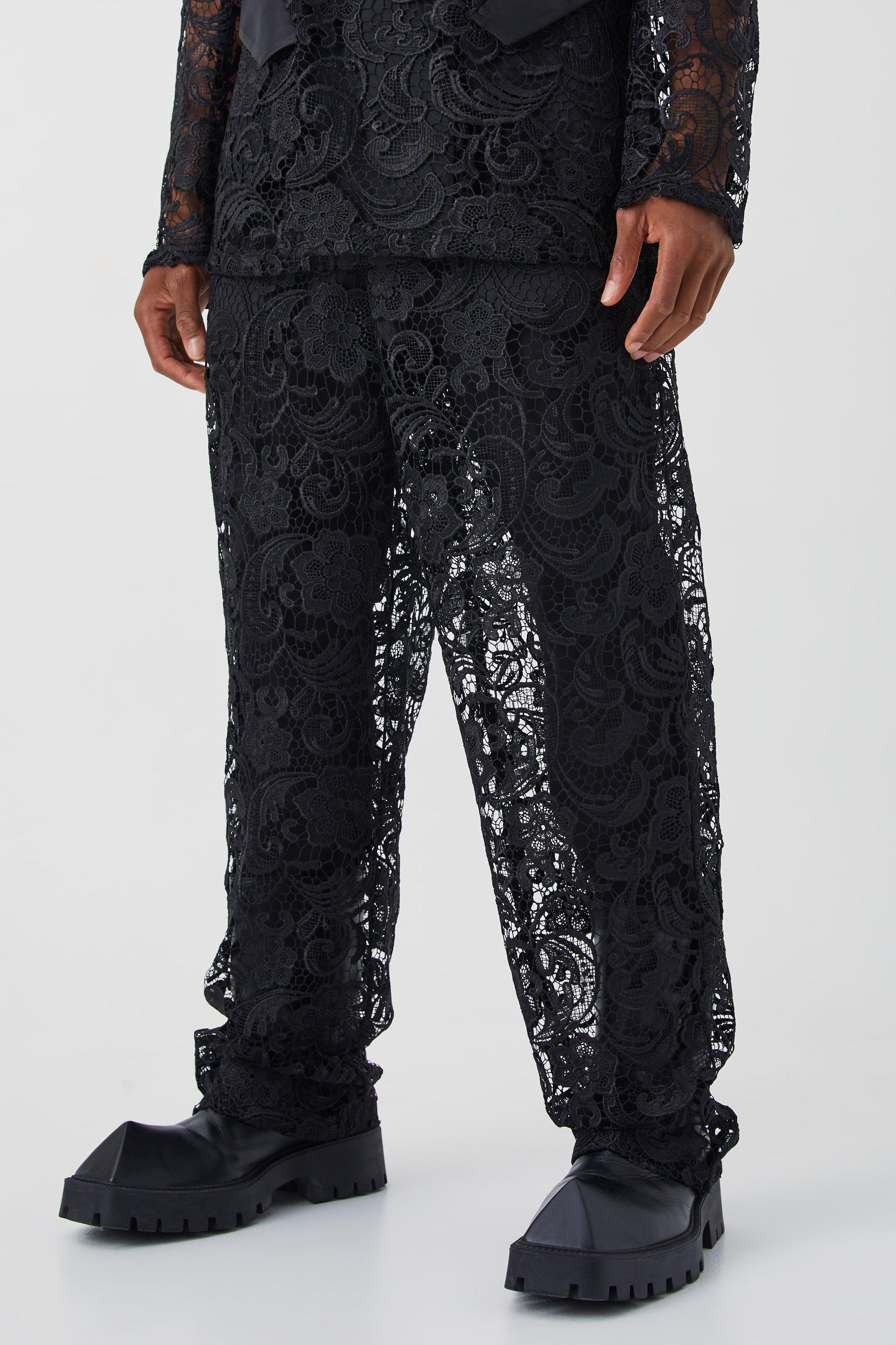 Relaxed Fit Lace Dress Pants | boohooMAN USA Product Image