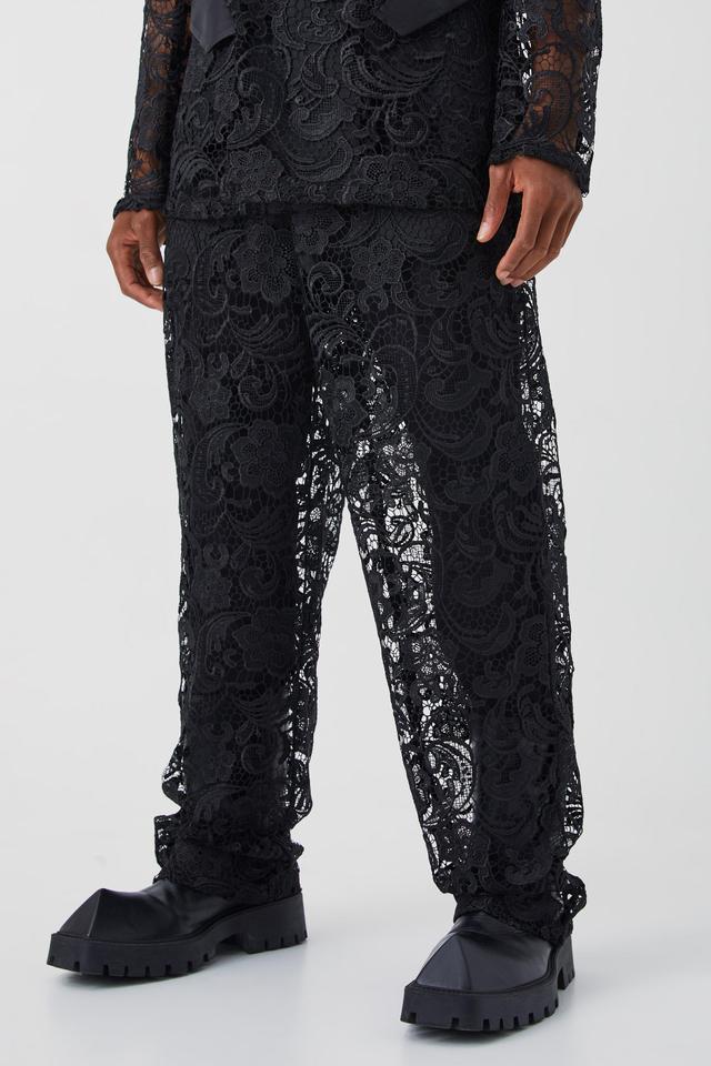 Relaxed Fit Lace Suit Pants | boohooMAN USA Product Image