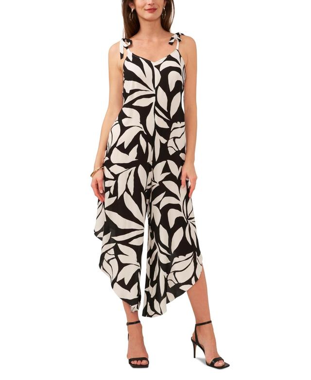 Women's Printed Tie Shoulder Angled Hem Jumpsuit Product Image