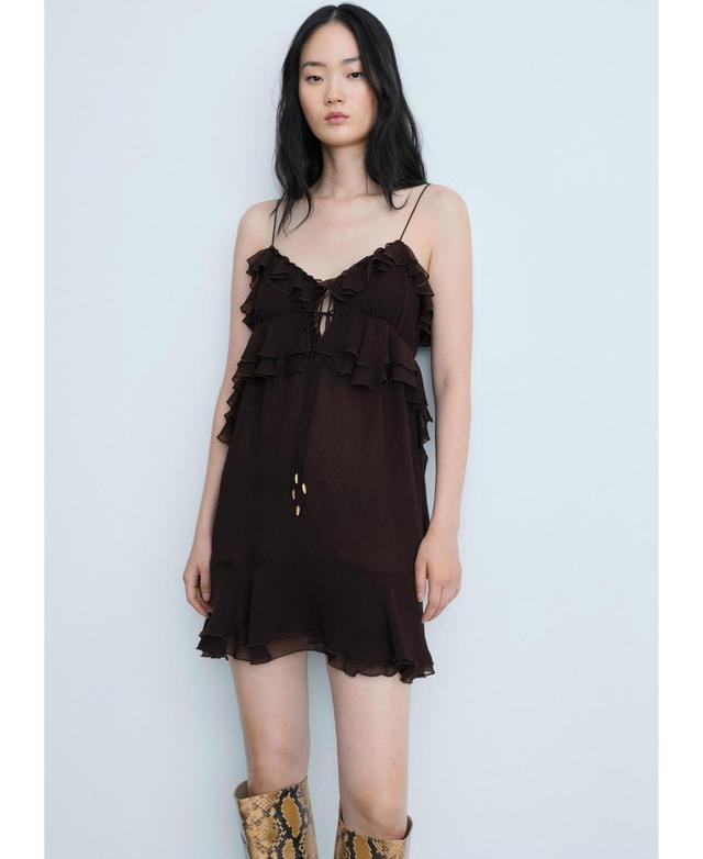 Mango Womens Short Ruffled Dress Product Image