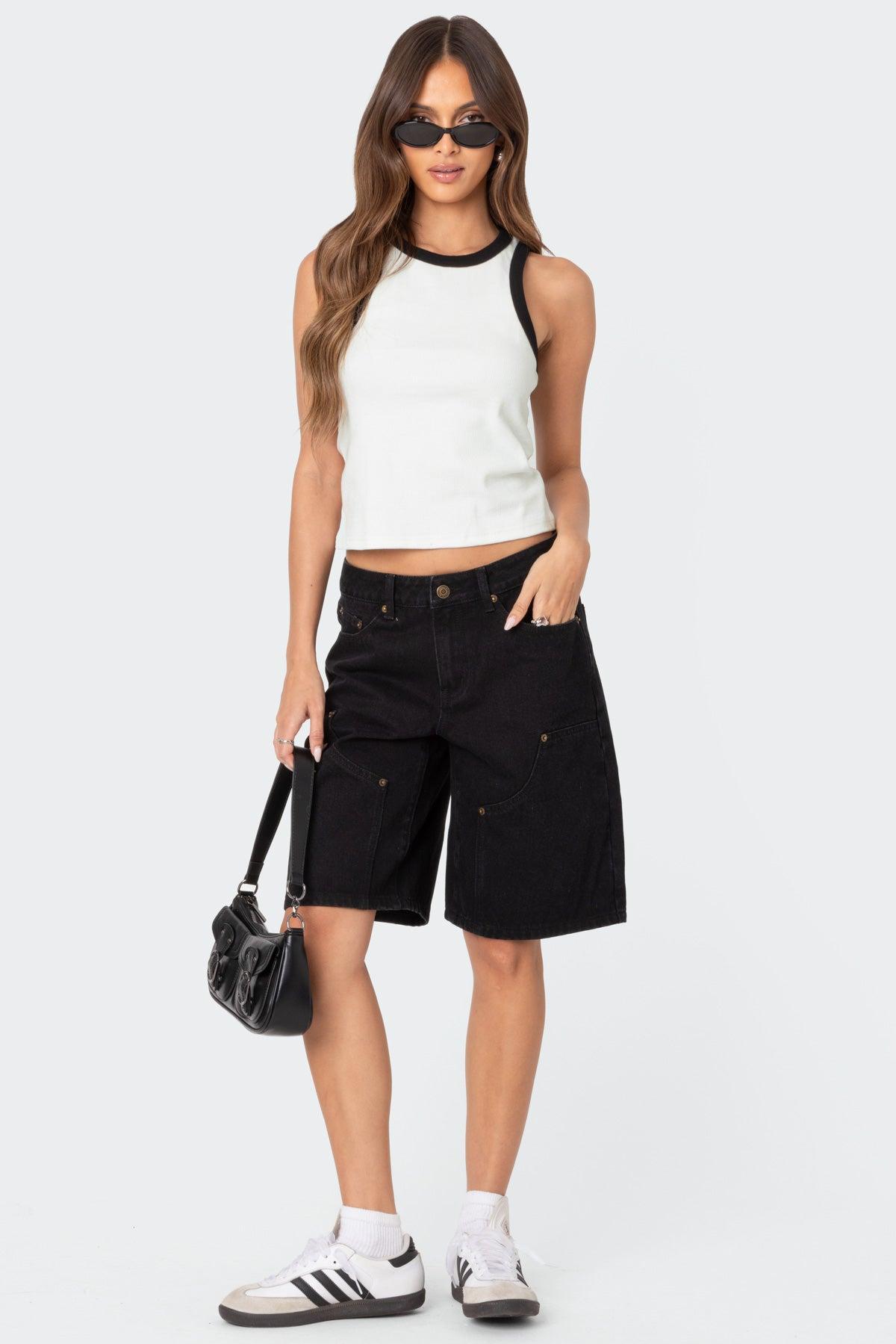 Jacqui Low Rise Denim Bermuda Shorts Product Image