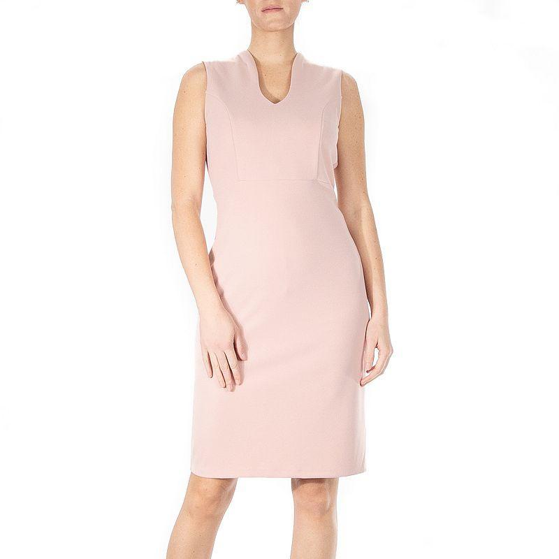 Womens Nina Leonard U-Neck Midi Sheath Dress Product Image