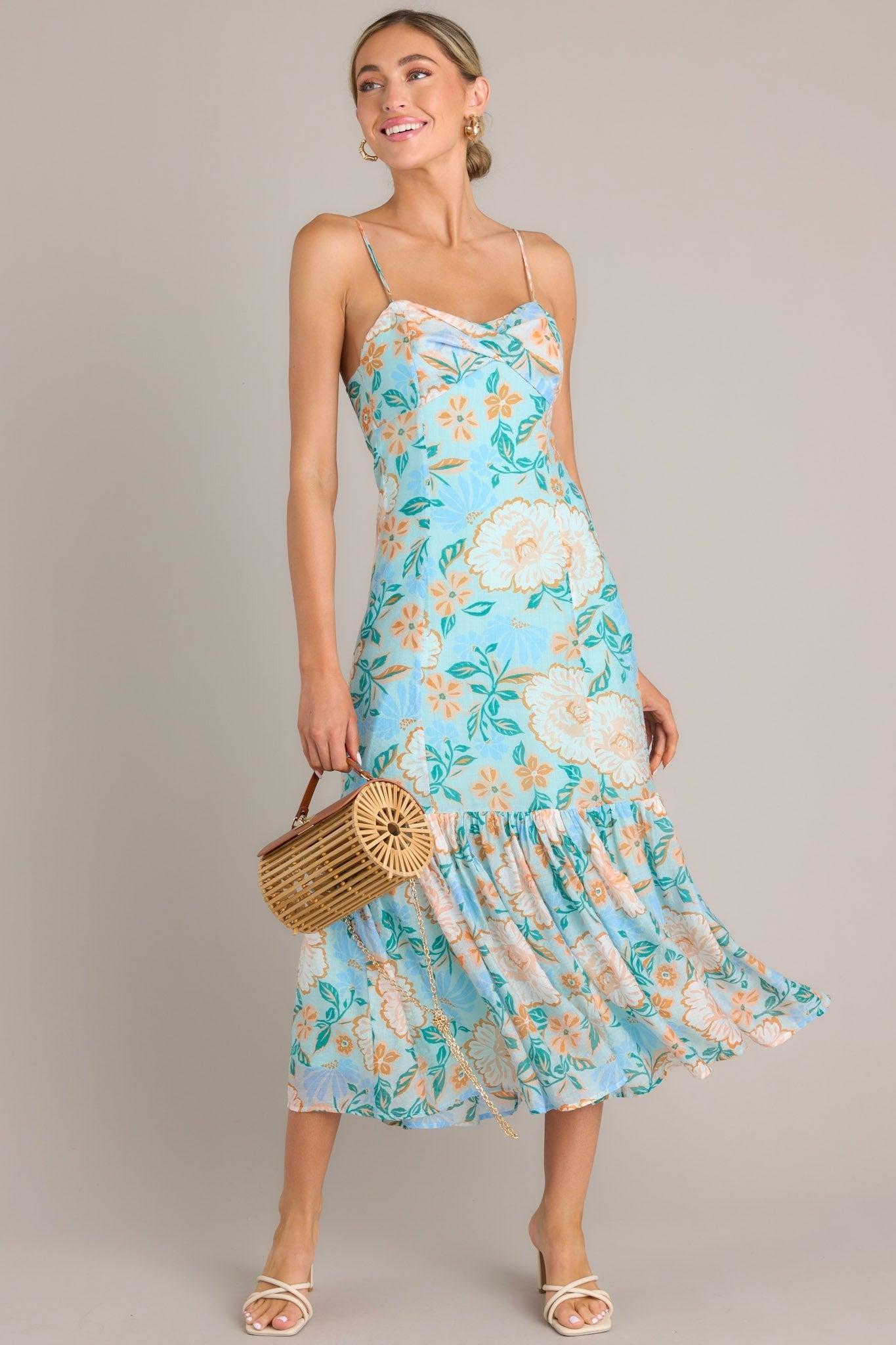 MINKPINK Evelyn Light Blue Strappy Midaxi Dress Product Image