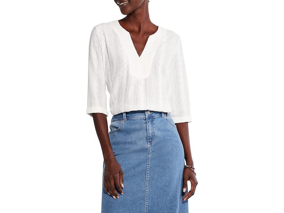 NIC+ZOE Embroidered Eyelet Popover Blouse Product Image