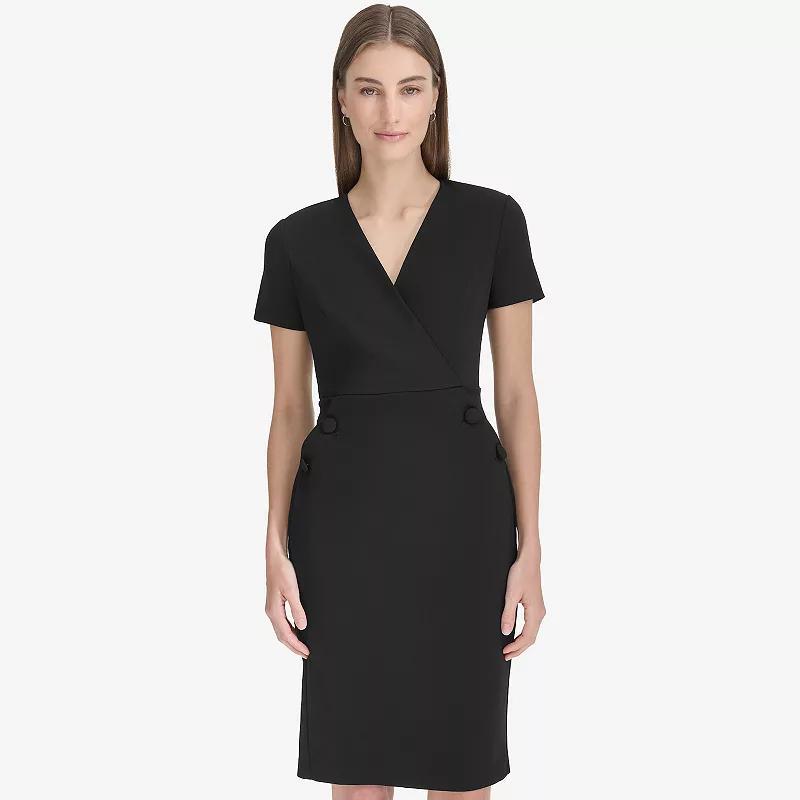 Womens Andrew Marc Short Sleeve V-Neck Button Dress Product Image