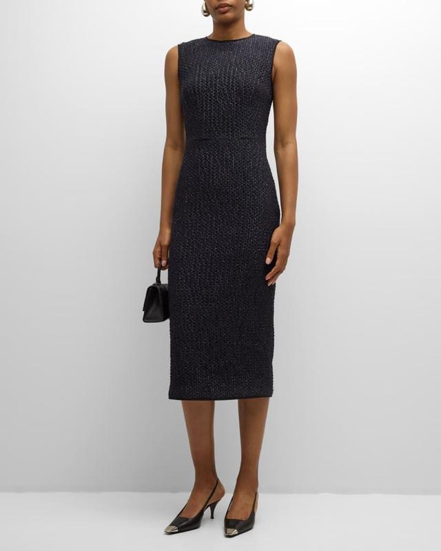 Sleeveless Metallic Tweed Midi Sheath Dress Product Image