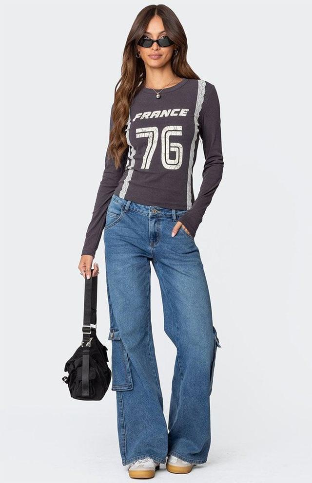 Edikted Women's Lunar Low Rise Cargo Jeans Product Image