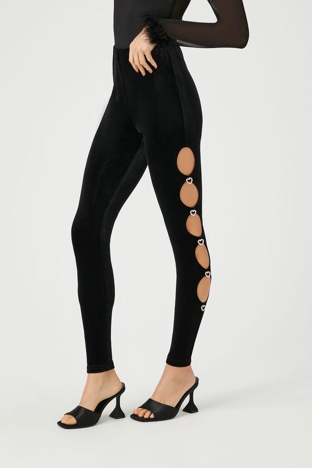 Rhinestone Heart Cutout Leggings | Forever 21 Product Image