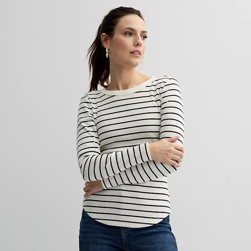 Womens Sonoma Goods For Life Rib Slim Fit Long Sleeve Tee Product Image