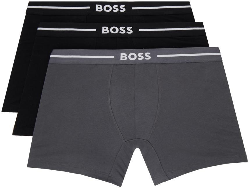 HUGO BOSS Three-pack Of Boxer Briefs In Stretch Cotton In Patterned Product Image