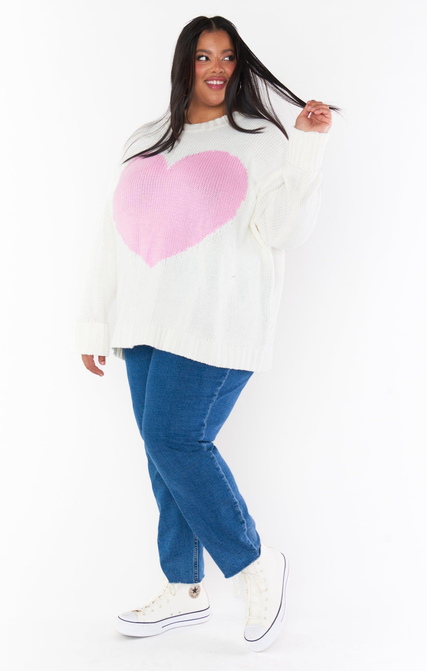 Sweetheart Sweater ~ Pink Heart Knit Product Image