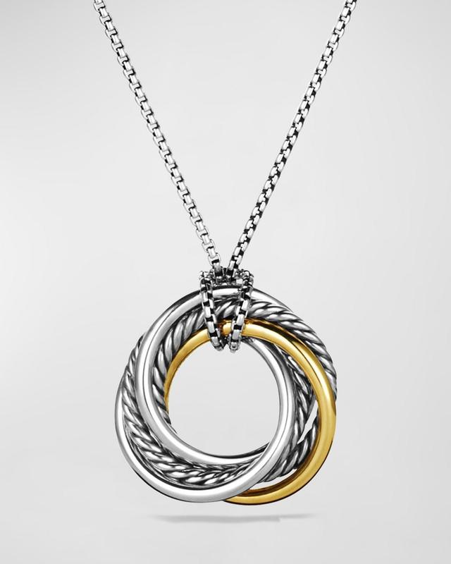 Womens Crossover Pendant Necklace in Sterling Silver with 14K Yellow Gold Product Image