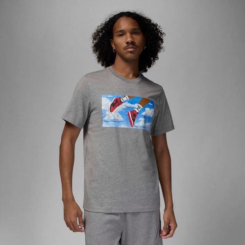 Jordan Mens Jordan Flight Essential Short Sleeve Crew - Mens Carbon Heather/Black Product Image