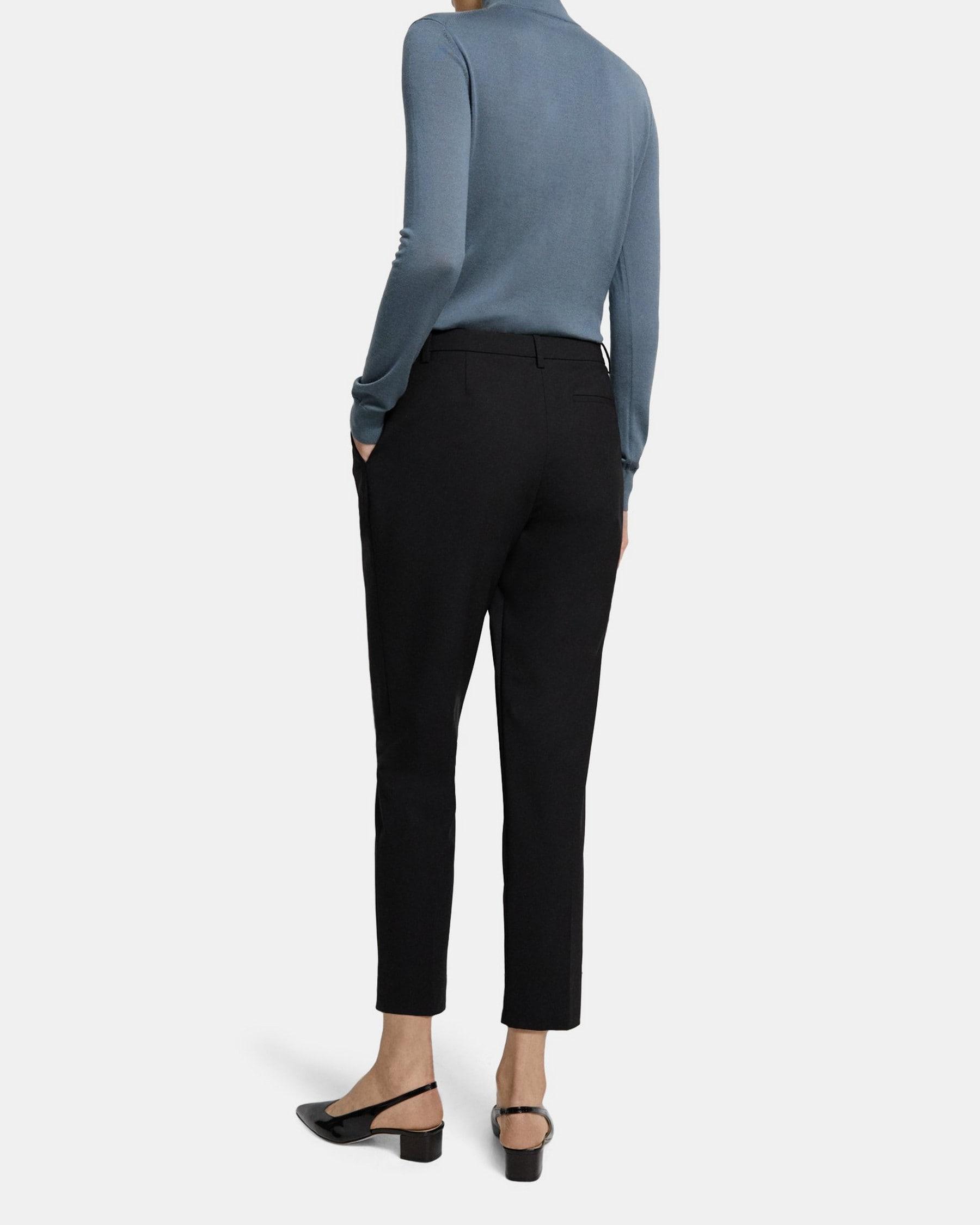 Pleated Slim Cropped Pant in Stretch Wool Product Image