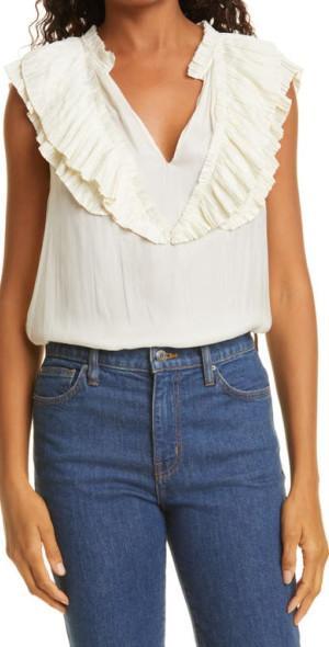 Ramy Brook Jo Ruffle Sleeveless Top in Cream at Nordstrom, Size Small Product Image