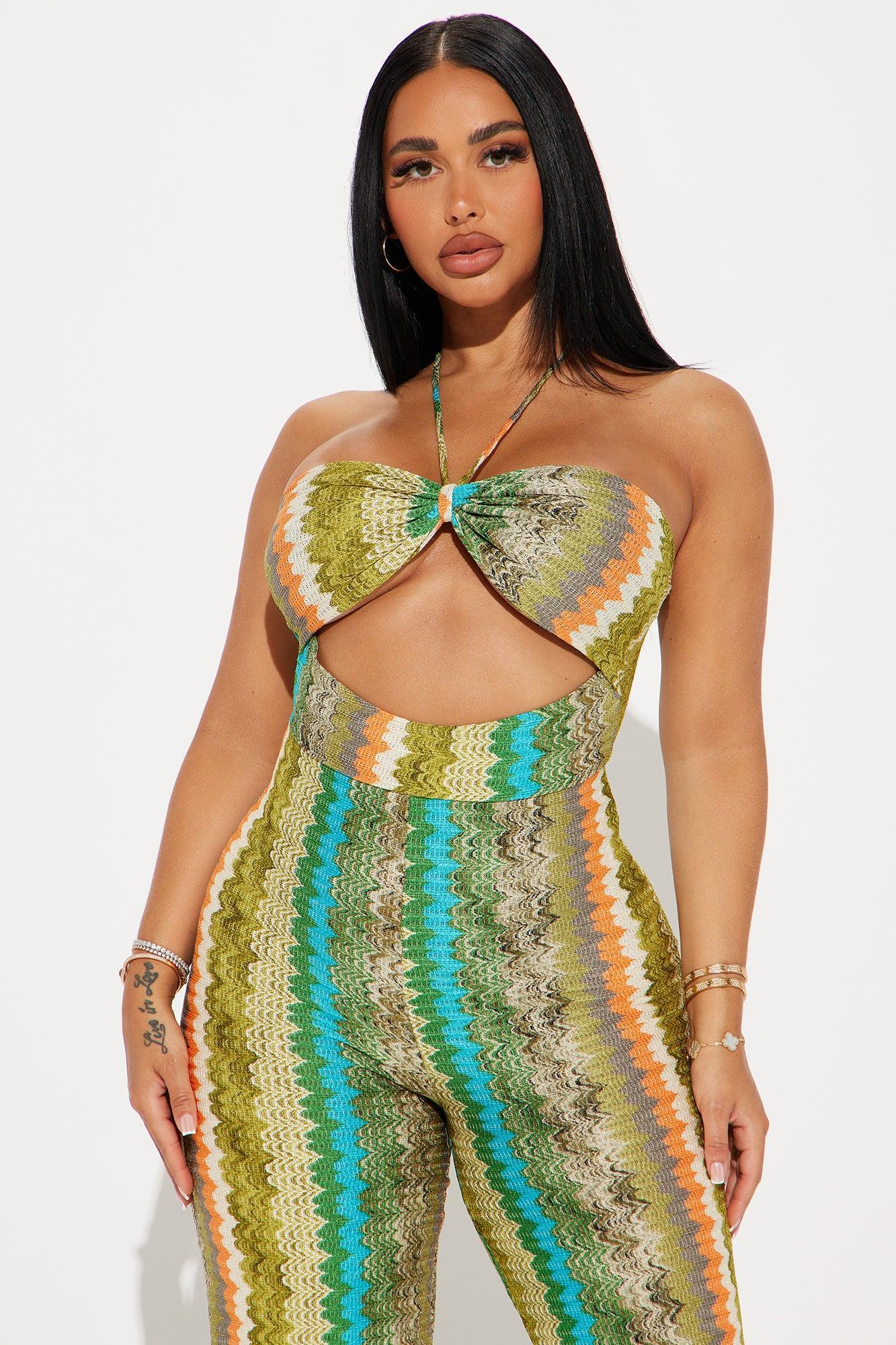 Beach Days Crochet Jumpsuit - Green/combo Product Image