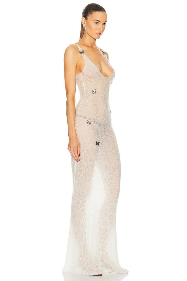 Aya Muse - Maxim Butterfly-Embellished Knit Maxi Dress - WhiteModa Operandi Product Image