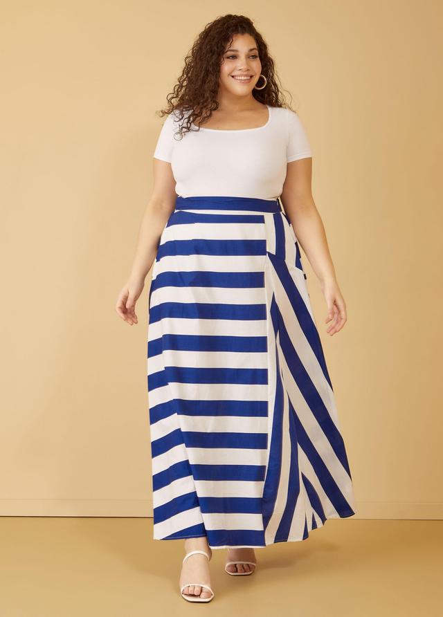 Plus Size Striped Cotton Maxi Skirt Ashley Stewart Product Image