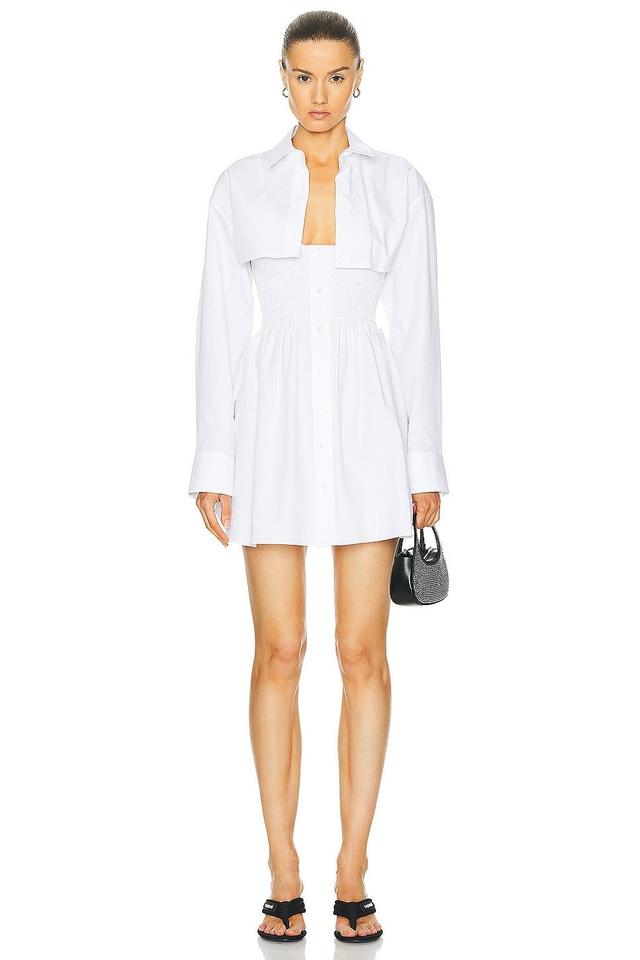 Alexander Wang Smocked Mini Dress With Overshirt White. (also in ). Product Image