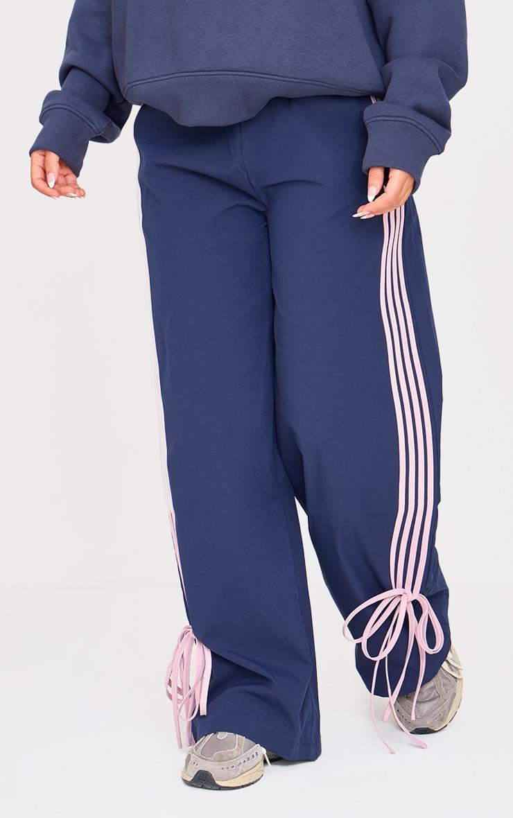 Petite Navy Shell Bow Detail Track Pants Product Image